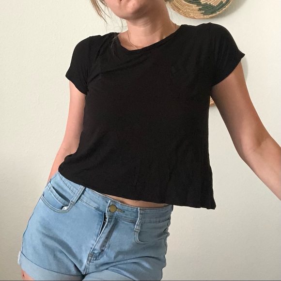 Black h&m loose crop top xsmall with pocket! - Picture 9 of 9